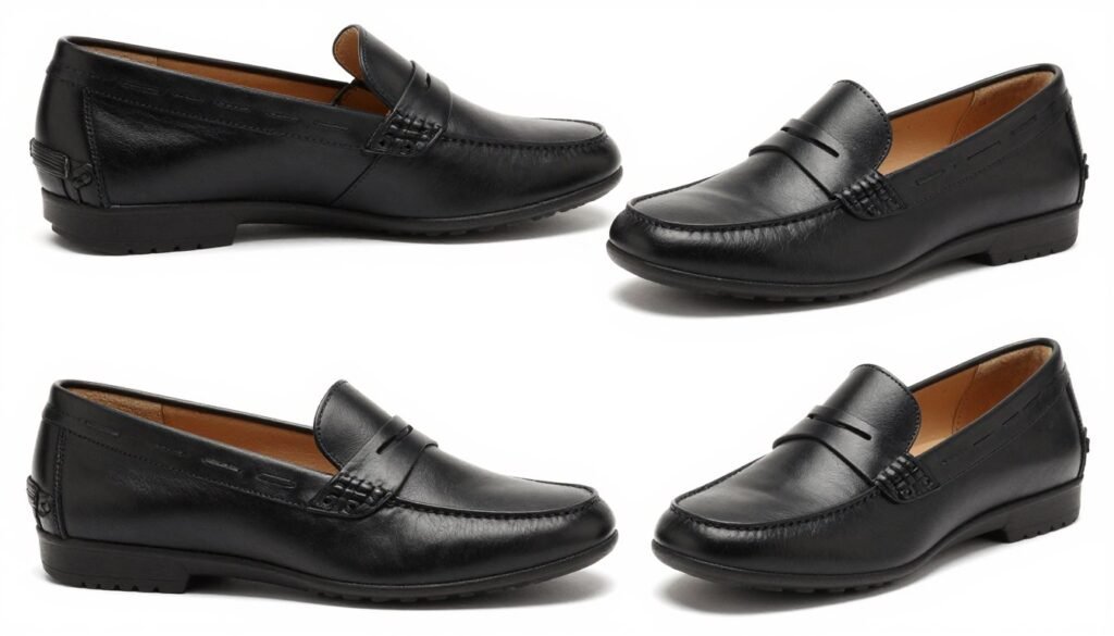 Fitflop Rally Leather Loafers shown from multiple angles