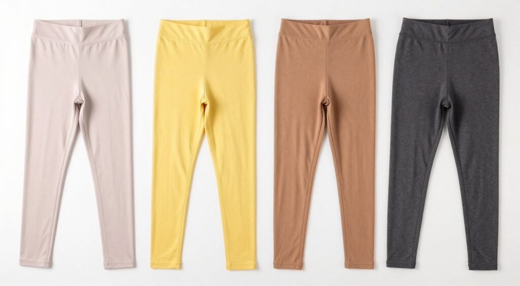 Four legging styles representing different seasons arranged in quadrants