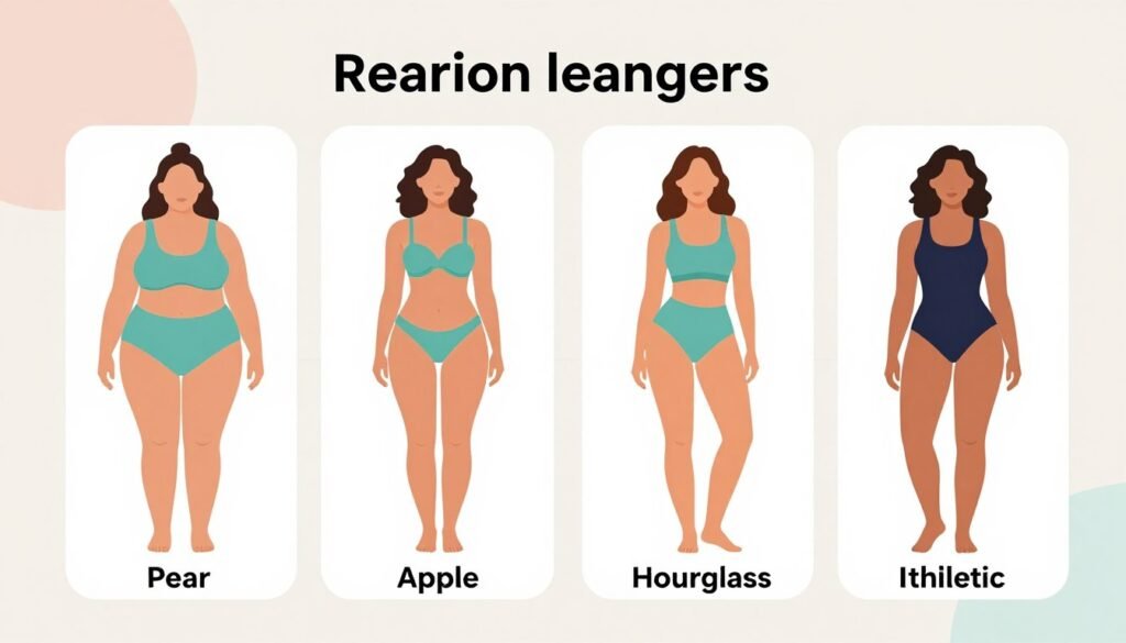 Guide showing different swimsuit styles for various body types